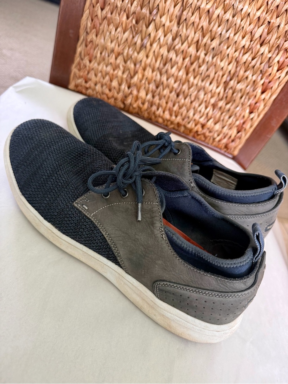 Rockport Zaden Pewter Grey Mesh Leather Casual Oxford Men's Size 11